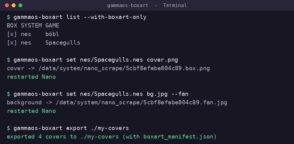 The GammaOS Boxart Tool command line