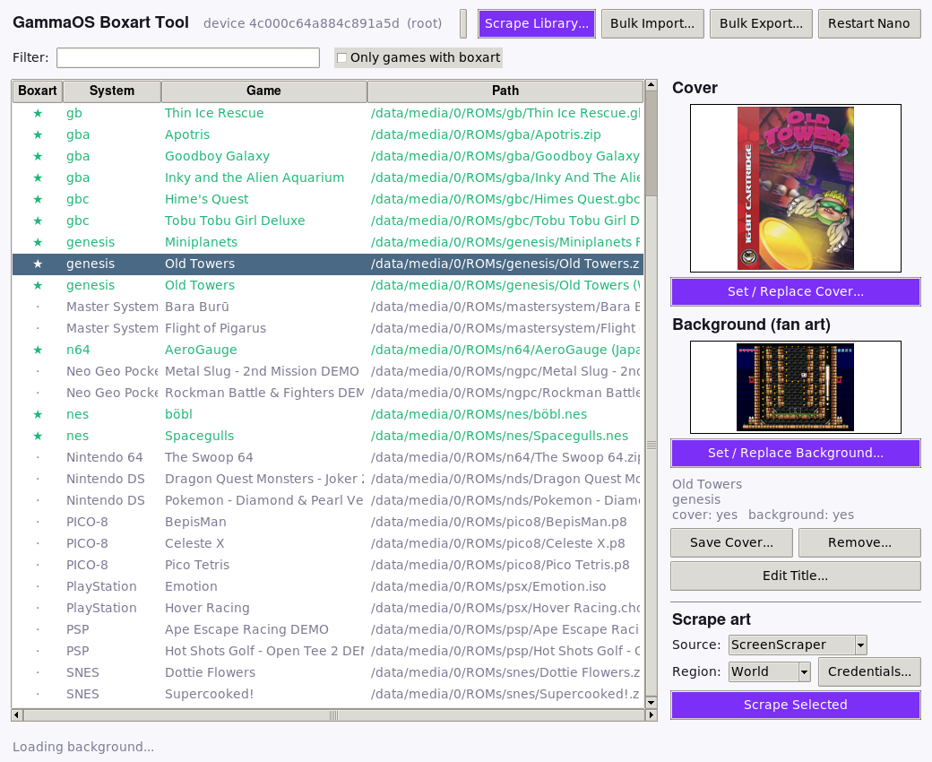The GammaOS Boxart Tool desktop app