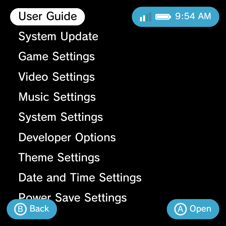 Settings on the Minima theme