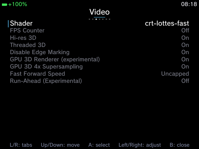 Shader row set to crt-lottes-fast