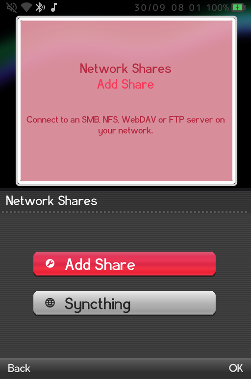 Network Shares with the Syncthing row