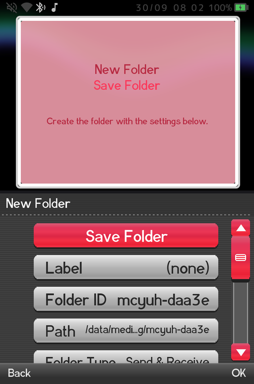The New Folder page