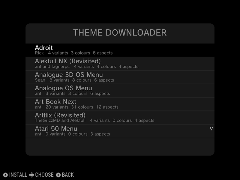 ES-DE Theme Downloader list