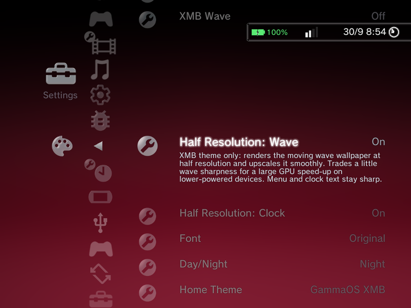Half Resolution: Wave in XMB Theme Settings