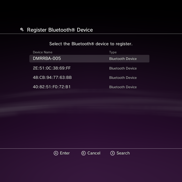 BT register/pairing codes