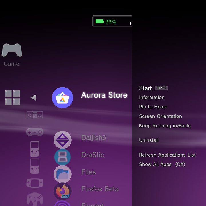Show All Apps / Refresh