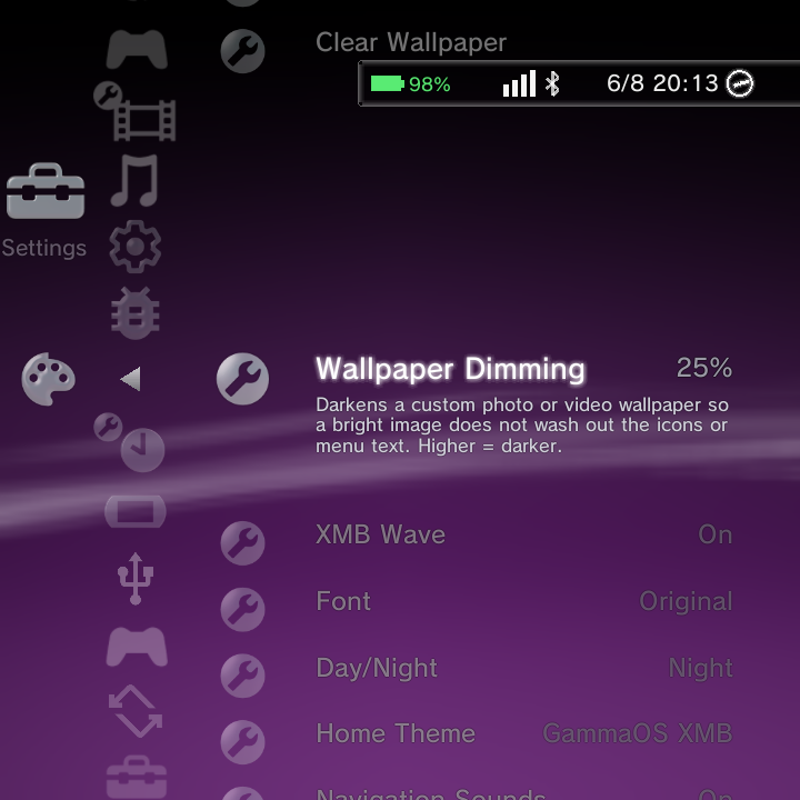 Adjustable wallpaper dimming