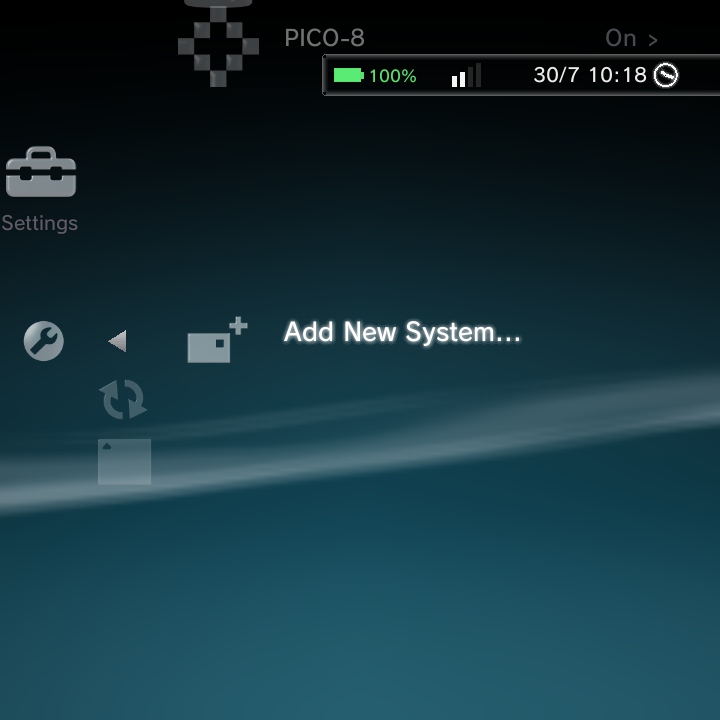Add New System highlighted at the bottom of the list