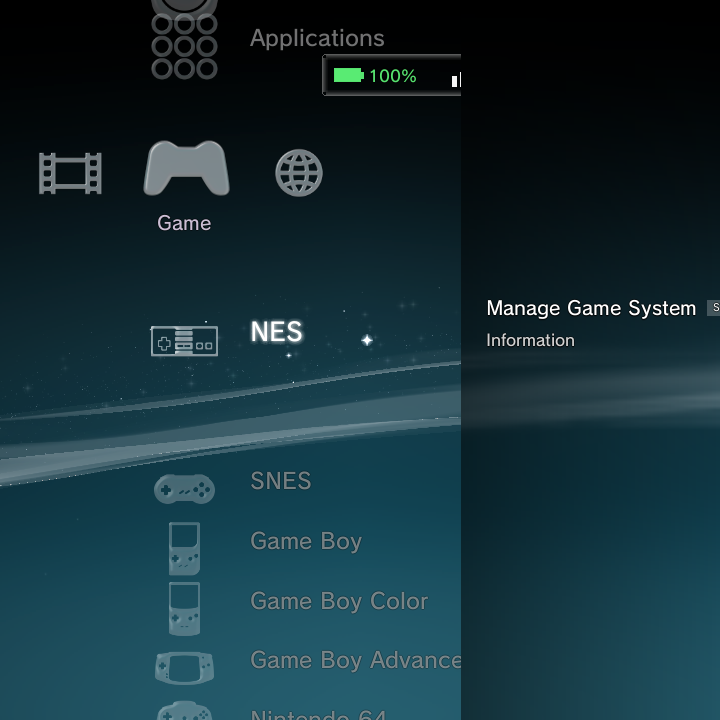 Options menu on a game-system row