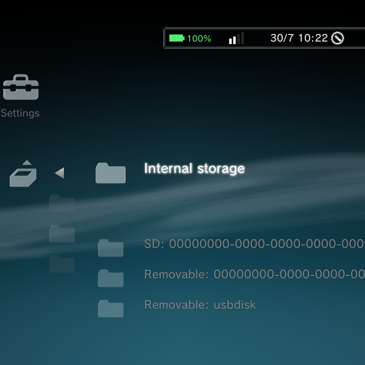 The storage-root folder browser
