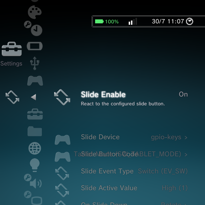 Slide Behaviour settings